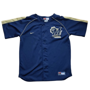 NIKE Milwaukee Brewers Braun 8 Youth MLB Jersey Team Blue Gold